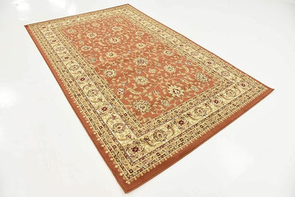 Unique Loom Voyage Collection Traditional Oriental Classic Intricate Design Area Rug (5' 0 x 8' 0 Rectangular, Terracotta/Ivory)