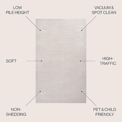 JONATHAN Y Haze Solid Low-Pile Ivory Indoor Area Rug 6x9, Coastal,Bohemian,Minimalist,Classic, Easy-Cleaning for Living Room,Bedroom,Kitchen,Pet Friendly,Non-Shedding (SEU100D-6)