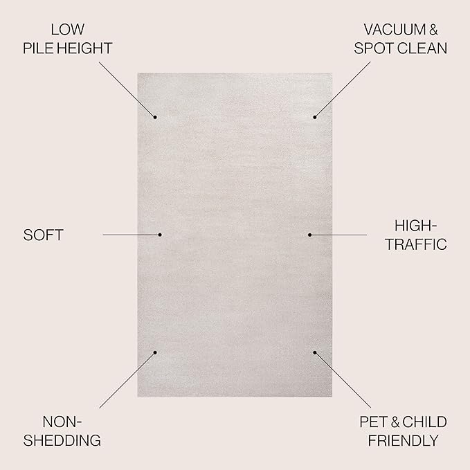 JONATHAN Y Haze Solid Low-Pile Ivory Indoor Area Rug 3x5, Coastal,Bohemian,Minimalist,Classic, Easy-Cleaning for Living Room,Bedroom,Kitchen,Pet Friendly,Non-Shedding (SEU100D-3)
