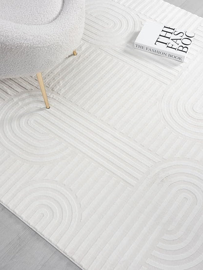 Annabel Modern Geometric Area Rug for Living Room, 4x6 Contemporary Arched Linear Cream Neutral Rug, Stain Resistant Non-Shedding Carpet for Bedroom, Dining Room or Kitchen (4' x 6', Cream)