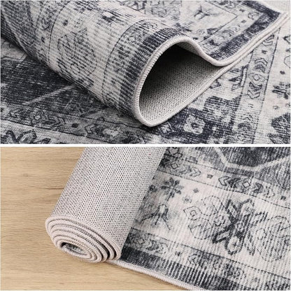 Dripex Vintage Washable Rug 2x3 Indoor Door Mat Non-Slip Entryway Rug Distressed Low-Pile Small Rug for Front Entrance Bathroom Rug Kitchen Living Room Bedroom