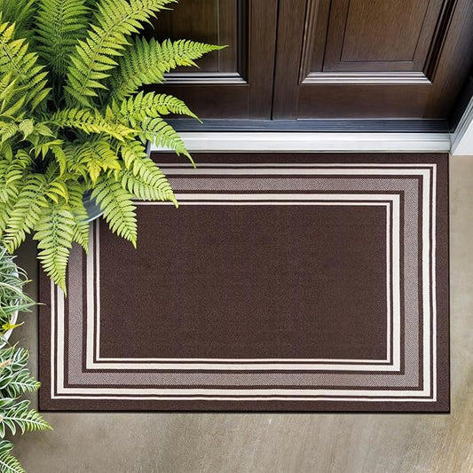 Beverly Rug Non Slip Area Rugs 2x3 Modern Bordered Non Skid Rubber Backing Soft Entryway Rug for Living Dining Room Easy to Clean Non Shedding Kitchen Bedroom Indoor Carpet 2 x 3 Brown