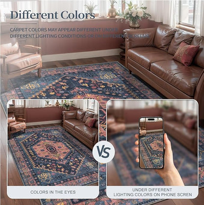 Ciicool Small Area Rug, 2x3ft Boho Rug, Ultra Soft Entry Rugs for Entryway, Non-Slip Washable Oriental Low-Pile Indoor Mat Floor Carpet for Entrance Bedroom Kitchen Bathroom Foyer Decor