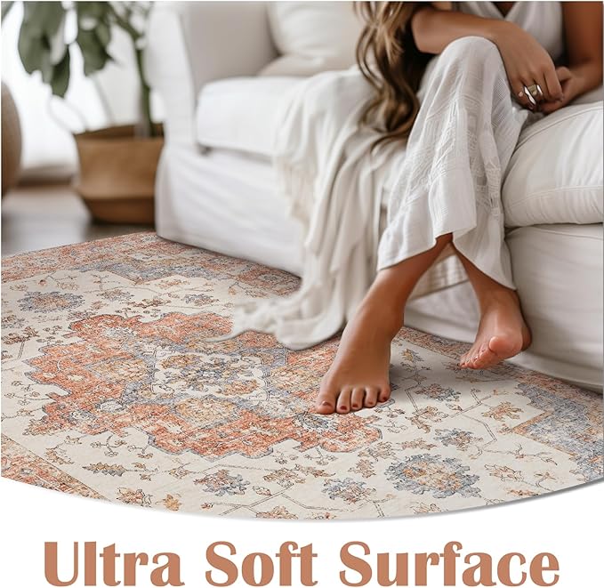 jinchan Runner Rug 3x8 Vintage Hallway Runner Boho Washable Rug Floral Medallion Retro Non Slip Classic Thin Soft Carpet for Kitchen Bedroom Bathroom Laundry Room Doorway Brick Red
