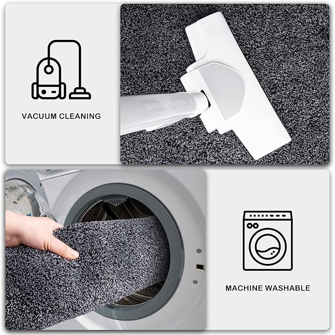 PURRUGS Dirt Trapping Door Mat 24" x 35.5", Non-Slip Machine Washable Entry Rug, Shoe Scraper, Dog Doormat, Super Absorbent Welcome Mat for Front & Back Door, Muddy Shoes & Paws, Bluish Grey-Black
