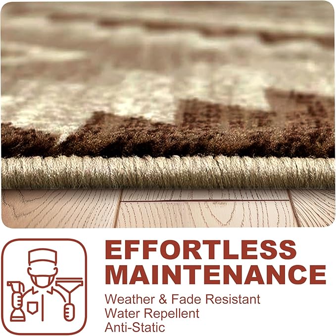 YHSF South West Native American Rug Ritz – Native Tribal American Indian Inspired Rug - Living Room, Bedroom, Hallway, Entryway & High-Traffic Area Rugs - Washable - Soft - Mocha, 8 Feet x 10 Feet