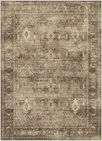 Lahome Vintage 5x7 Washable Brown Rugs for Living Room Bedroom, Soft Dining Room Rugs for Under Table, Non Slip Indoor Throw Carpet for Entryway Kitchen Office (5x7ft,Brown)