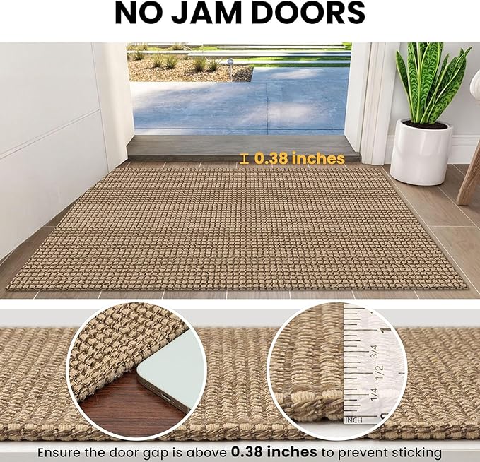 IOHOUZE Washable Area Rug 4x6 Non Slip Rubber Backed Woven Indoor Outdoor Rugs for Entryway Bedroom Rug Kitchen Floor Throw Carpet for Entrance Living Room, Orange/Tan/Brown