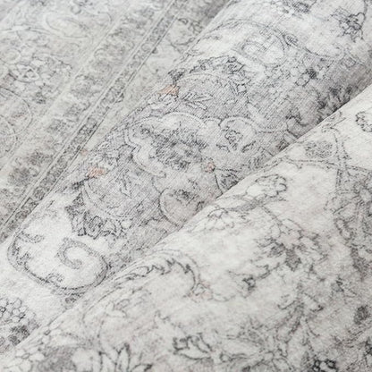 Gray Area Rug 6x9 for Living Room Washable Vintage Carpet Low Pile Non Slip Distressed Soft Traditional Retro Oriental Large Grey Accent Throw Rug Office Bedroom Dining Room Playroom