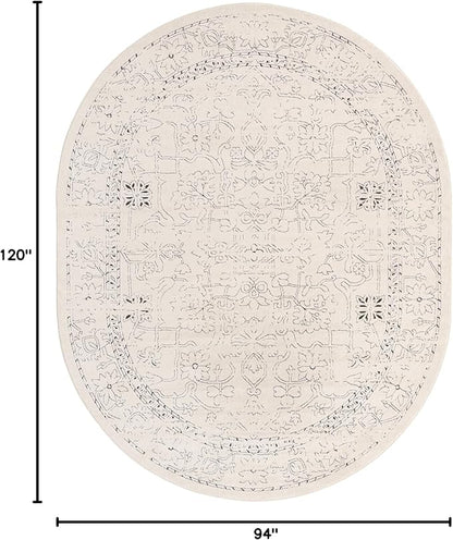 Unique Loom Isabella Collection Area Rug - Adjani (7' 10" x 10' Oval, White/ Blue)
