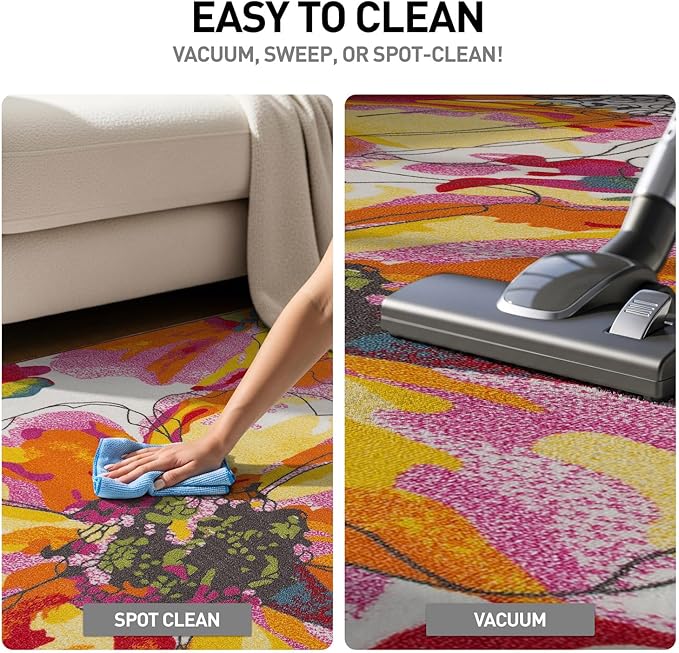 Rugshop Modern Bright Flowers Non-Slip (Non-Skid) Area Rug 5 X 7 (5' 3" X 7' 3") Multi