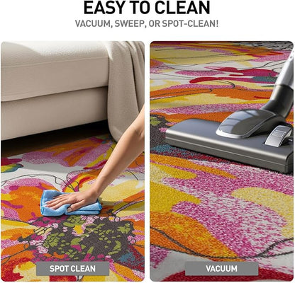 Rugshop Multi Bright Flowers Non Slip Non-Shedding Runner Rug for Hallway, Entryway and Kitchen, 2'7" x 10'