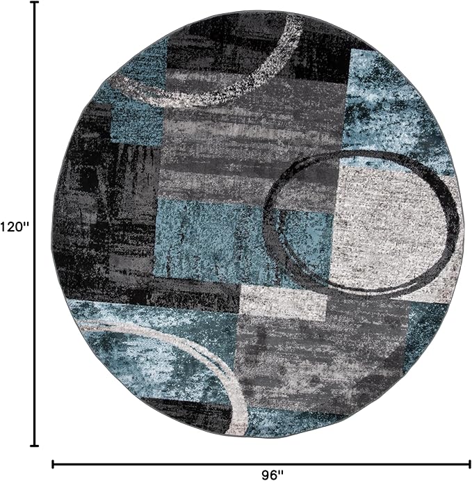 Rugshop Contemporary Abstract Circle Design Soft Round Rug 6' 6" (6' 6" Diameter) Gray