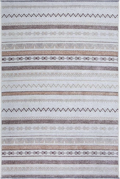 Alfa Rich 3x5 Beige Gray Washable Area Rugs for Living Room Bedroom Kitchen Cotton Decor Runner