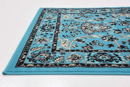 Unique Loom Sialk Hill Collection Area Rug - Washington (2' 11" x 16' 5" Runner Turquoise/Black)