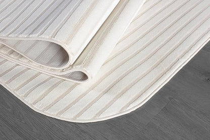 Beverly Rug Modern Geometric Area Rug 8x10 Low-High Pile Durable Soft Abstract Striped Indoor Rugs for Living Dining Room Office Stain Resistant Non Shedding Casual Indoor Carpet Beige White 8 x 10