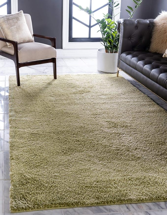 Unique Loom Solo Collection Area Rug - Calabasas (7' 10" x 10' Rectangle, Light Green)