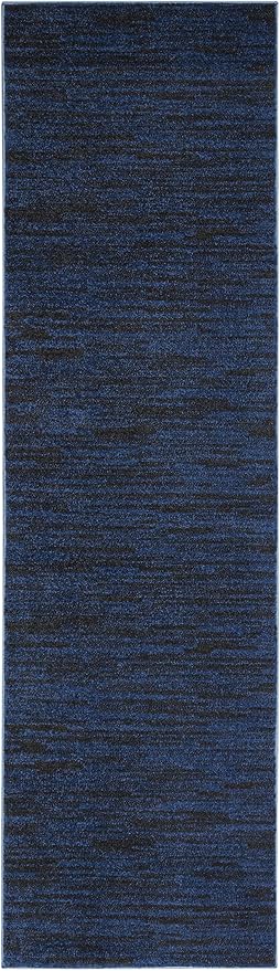 Nourison Home Nourison Essentials Midnight Blue 2'2" x 10' Area Rug - Easy Clean, Non Shedding, Bed Room, Living Room, Dining Room, Kitchen (10' Runner)