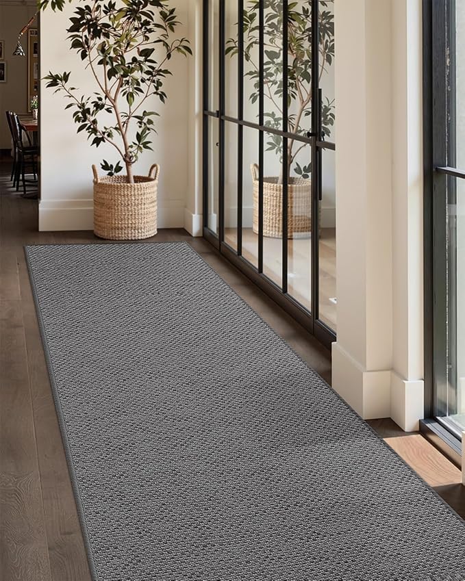 Color&Geometry Door Mat 3'x10' Runner Rug with Rubber Backing, Non Slip Washable Hallway Rug, Carpet Runners for Hallway Living Room Bedroom, Light Grey (Rolled-up NO Creases)