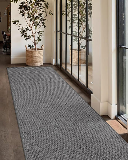 Color&Geometry Door Mat 2'4"x10' Runner Rug with Rubber Backing, Non Slip Washable Hallway Rug, Carpet Runners for Hallway Living Room Bedroom, Light Grey (Rolled-up NO Creases)