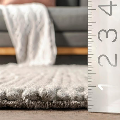 Nuloom Penelope Light Grey/Ivory, 9'6" x 13'6", Hand-Braided, Wool & Cotton, Soft and Textured, High Traffic, Stain Resistant, Easy Clean, Durable Area Rug for Bedroom, Living Room, Dining, Entryway