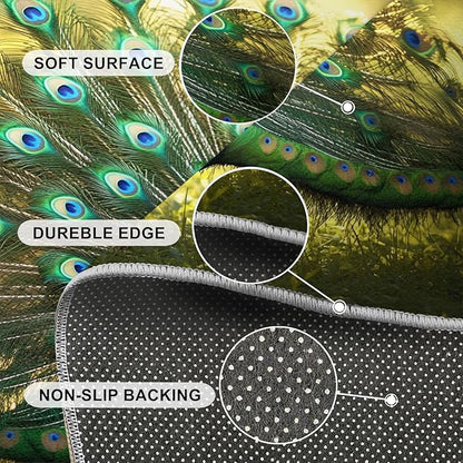 Peacock Rug 3x5-3x5 Rug, Wonderful Peacock Area Rugs for Bedroom, Nature Rugs for Living Room, Modern Style Washable Mat, Aesthetics Carpet - Peafowl Home Decor & Gifts