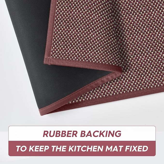 Artoid Mode Washable Non Slip Rubber Backing Kitchen Rugs Red Doormat, Absorbent Kitchen Floor Mats Front of Sink Kitchen Mats for Floor Home Decor 17x29 Inch
