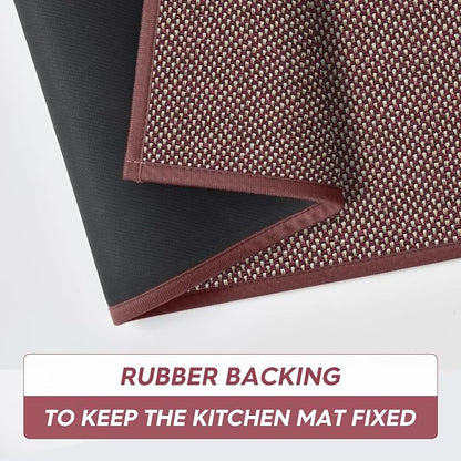 Artoid Mode Washable Non Slip Rubber Backing Kitchen Rugs Red Doormat, Absorbent Kitchen Floor Mats Front of Sink Kitchen Mats for Floor Home Decor 17x29 Inch