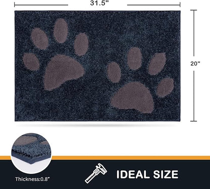 PURRUGS Dirt Trapping Door Mat 20" x 31.5", Non-Skid/Slip Machine Washable Microfiber Entryway Rug, Dog Doormat, Super Absorbent Welcome Mat for Muddy Wet Shoes and Paws, Navy Blue