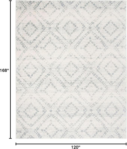 SAFAVIEH Adirondack Collection Area Rug - 10' x 14', Ivory & Light Blue, Modern Diamond Distressed Design, Non-Shedding & Easy Care, Ideal for High Traffic Areas in Living Room, Bedroom (ADR131T)