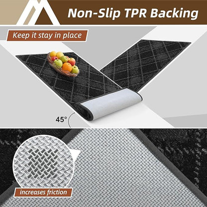 COSY HOMEER Plaid Door Mat 20" x 32",Dirt Trapper Entryway Rugs,Non-Slip Washable Farmhouse Doormat,Low Profile Welcome Mats for Paws Dark Grey