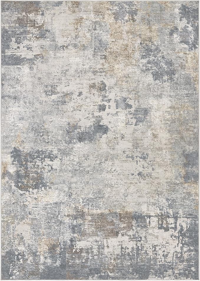 10x12 Area Rug Living Room Rugs - Washable Neutral Modern Abstract Soft Thin Large Rug Indoor Floor No Slip Rug Carpet for Bedroom Under Dining Table Home Office Decor - Blue Grey