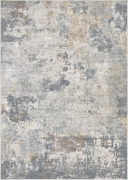 10x12 Area Rug Living Room Rugs - Washable Neutral Modern Abstract Soft Thin Large Rug Indoor Floor No Slip Rug Carpet for Bedroom Under Dining Table Home Office Decor - Blue Grey