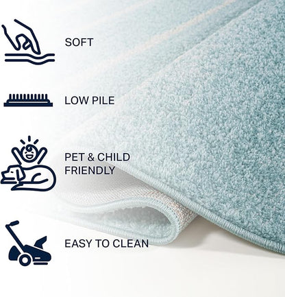 JONATHAN Y Williamsburg Minimalist Stripe Turquoise/Cream Runner Rug, 2x8, Contemporary, Modern, Easy-Cleaning for Living Room, Bedroom, Kitchen, Pet Friendly, Non-Shedding (MOH201B-28)
