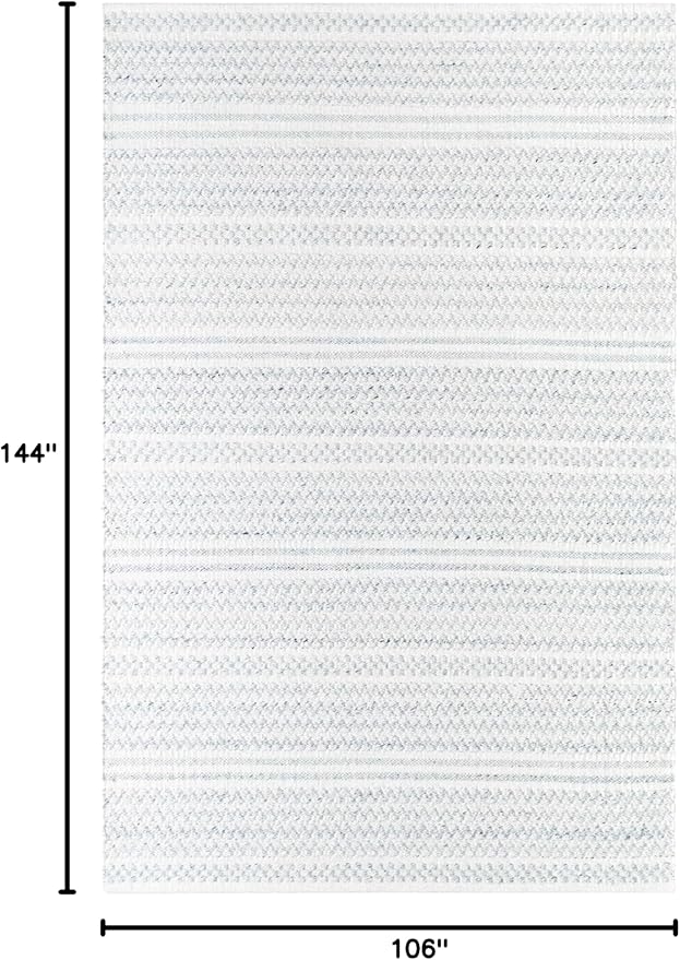 Mark&Day Wool Rugs, 9x12 Precious Solid and Border Cream/Black Area Rug, Cream Black Carpet for Living Room, Bedroom or Kitchen (8'10" x 12')