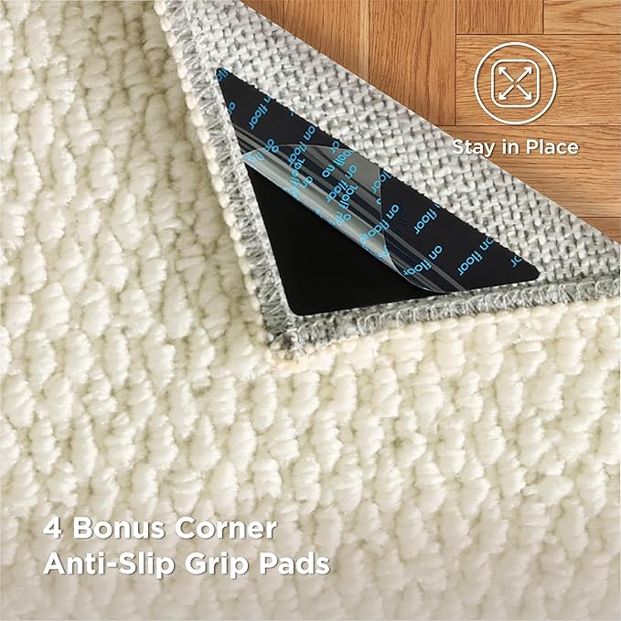 Bedsure 6x9 Faux Wool Area Rugs for Living Room, Machine Washable Carpet, Non-Slip Backing, Pet Friendly Throw Rug for Bedroom Dining Room, Linen