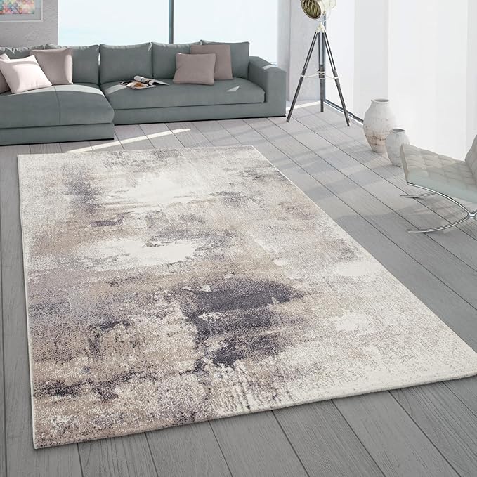 Paco Home Abstract Area Rug Artful Mottled Color Pattern in Beige Grey, Size: 4' x 5'7"