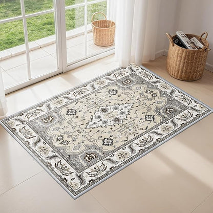 Small Area Rug 2x3ft Entryway Rug Non-Slip Washable Area Rugs Indoor Door Mat, Thick Faux Wool Carpet Kitchen Rugs with Rubber Backing for Bedroom, Kitchen, Room Entry