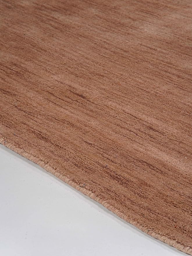 Hand Knotted Loom Wool ECO-Friendly Area Rugs - 8'x10', Rectangle, Light Brown Color, Solid Plain Design, High Pile Thick Handmade Anti Skid Rugs for Living Room (L00111)