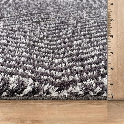 Rugshop Geometric Diamond Stripe Shag Area Rug Anthracite Dark Gray 2' x 3' Ideal for Entryways, Kitchens, or Small Spaces