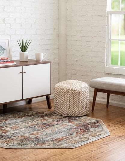 Unique Loom Isabella Collection Area Rug - Adjani (5' 1" Octagon, Ivory/ Beige)