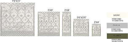 Furnish my Place Trellis Pattern Rug - 5 ft. x 8 ft, Peach, Bohemian Rug with Transitional Design
