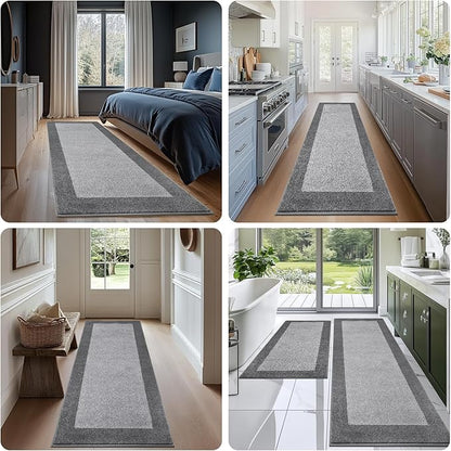 Machine Washable Runner Rug 32" x 96", Non Slip Kitchen Mat for Floor, Absorbent Entryway Rug for Kitchen, Bedroom, Living Room, Hallway, Door (Roll Packing)
