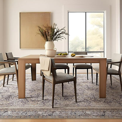 Phantoscope Washable Area Rug 4'x6' Non-Slip, Vintage Neutral Rugs for Living Room, Bedroom, Dining Room, Distressed Boho Floral Medallion Pattern, Low-Pile Foldable Floor Carpet, Light Brown