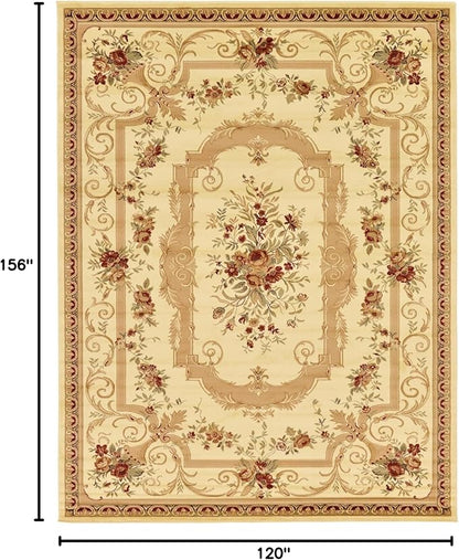 Rugs.com Chateau Collection Rug – 10' x 13' Cream Medium Rug Perfect for Living Rooms, Large Dining Rooms, Open Floorplans