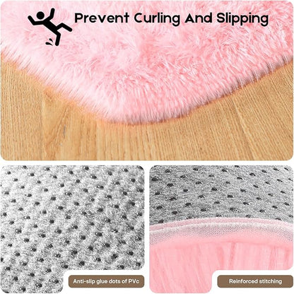 Pink Rugs for Living Room, Fluffy Large 6x9 Area Rugs for Bedroom, Soft Shag Fuzzy Non-Slip Carpet for Kids Boys and Girls Nursery Room Dorm Indoor Home Decor (Pink, 6ft x 9ft)