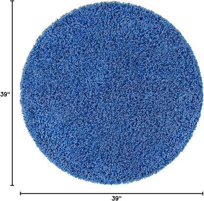 Unique Loom Solid Shag Collection Area Rug (3' 3" Round, Periwinkle Blue)