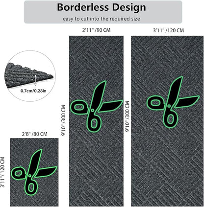 jxgzyy Commercial Front Door Mat 3'11" x 2'8", Non-Slip Indoor Outdoor Doormat, Heavy Duty Runner Rug for Entrance, Porch, Patio, Garage, High Traffic Area, Dark Grey