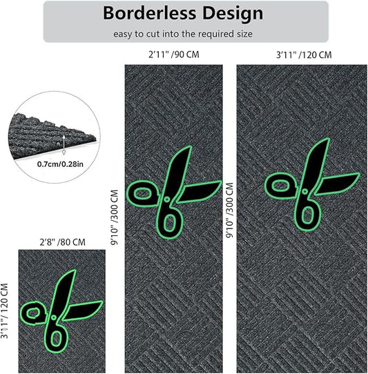 jxgzyy Commercial Front Door Mat 3'11" x 2'8", Non-Slip Indoor Outdoor Doormat, Heavy Duty Runner Rug for Entrance, Porch, Patio, Garage, High Traffic Area, Dark Grey