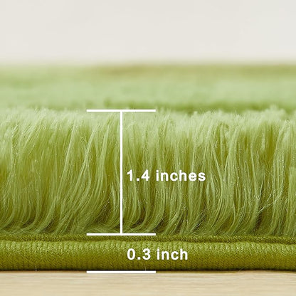 Andency 8x10 Area Rugs for Living Room, Olive Green Non-Slip Fluffy Soft Large Shag Bedroom Carpet, Big Indoor Thick Nursery Rug for Kids Dorm Home Decor Aesthetic